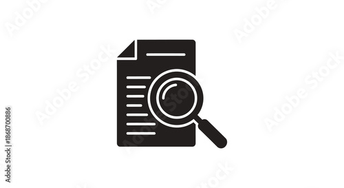 A detailed examination of a document with a magnifying glass presented as a striking silhouette