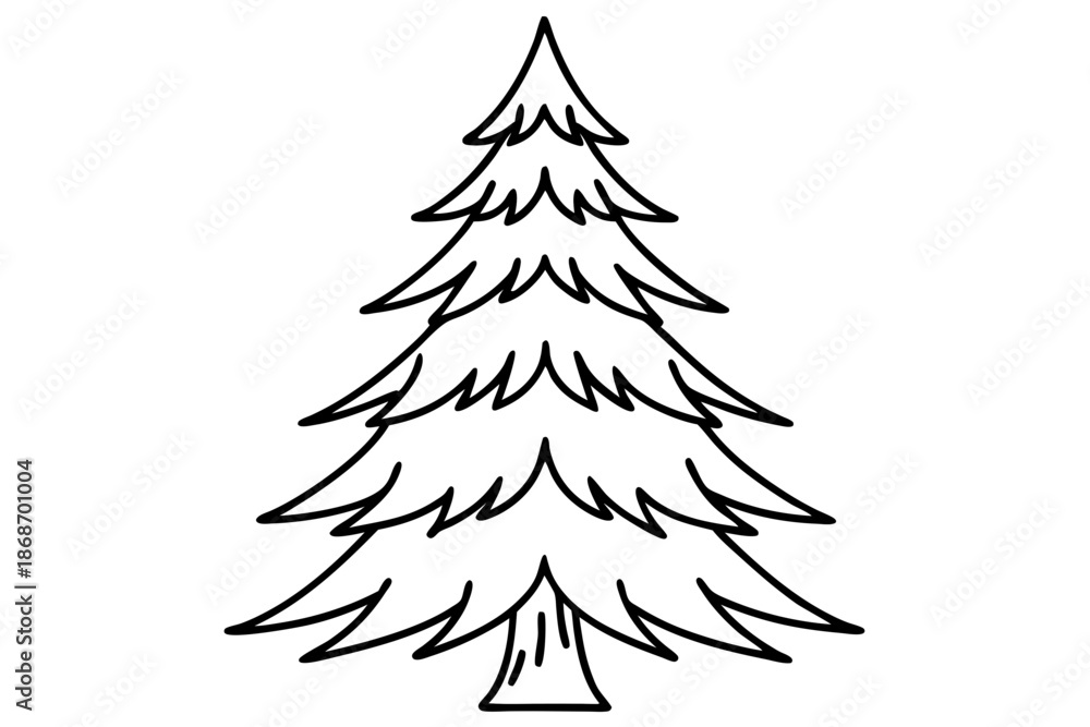 Obraz premium Pine Tree Simple Evergreen Line Drawing – Minimal Nature Outline Icon SVG