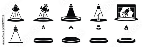 spotlight stage silhouette icon set,Transport symbol. Vector illustration.