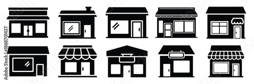 storefront shop silhouette icon set,Transport symbol. Vector illustration.