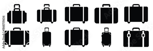 suitcase travel silhouette icon set,Transport symbol. Vector illustration.