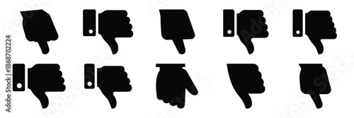 thumb down silhouette icon set,Transport symbol. Vector illustration.
