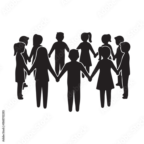 Children holding hands in a circle symbolizing unity and friendship among kids