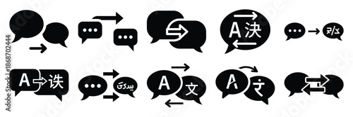 translate language silhouette icon set,Transport symbol. Vector illustration.