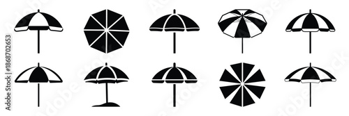 umbrella beach silhouette icon set,Transport symbol. Vector illustration.