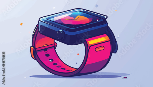 Stylish Smartwatch Illustration with Vibrant Colors and Modern Design.