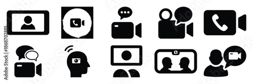 video call silhouette icon set,Transport symbol. Vector illustration.