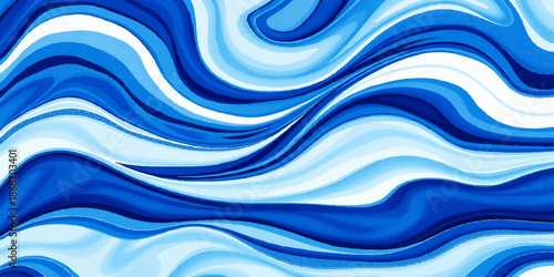 Abstract mesmerizing artistic representation, a fluid blue abstract background. Featuring a blend of shades, it depicts a sense of serenity and the soothing effect of the water. 