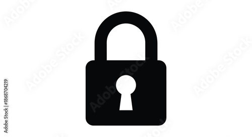 A simple black lock presented against a white background a security symbol silhouette