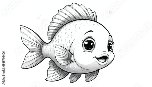 Cartoon Fish Vector Illustration for Kids Friendly Design in Playful Style with Big Eyes and Smiling Expression