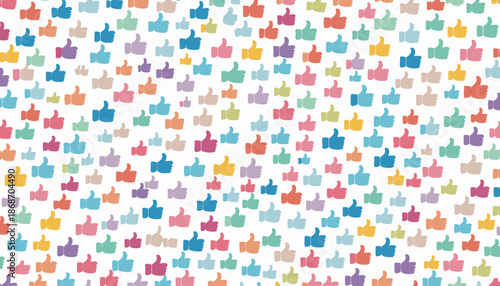 Pattern Vector Background with Thumbs Up Icons in Pastel Colors in Minimalist Style