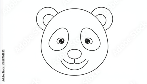Cute Bear Face Vector Illustration in Minimalist Style with Black White Color Scheme