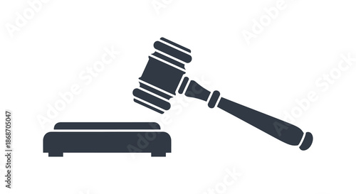 A stark black silhouette of a judge s gavel and sounding block representing legal justice silhouette