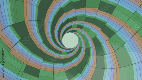 Abstract geometric vortex background with green and blue color combination