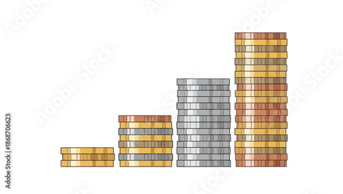 Engaging isometric illustration of a cute pink piggy bank receiving gold coins, a visual metaphor for smart financial planning, personal savings, and building future wealth