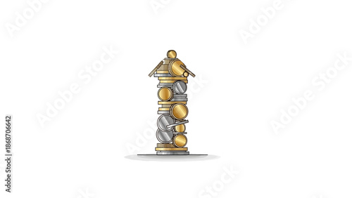 Ornate metallic pillar with intricate details symbolizing strength and historical achievement, a majestic structure reflecting ancient artistry and enduring legacy