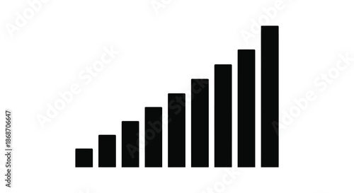 A series of ascending black bars creating a visual graph presented as a silhouette