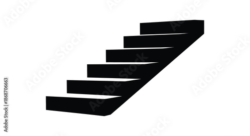 A striking visual of a staircase rising diagonally depicted as a bold dark silhouette
