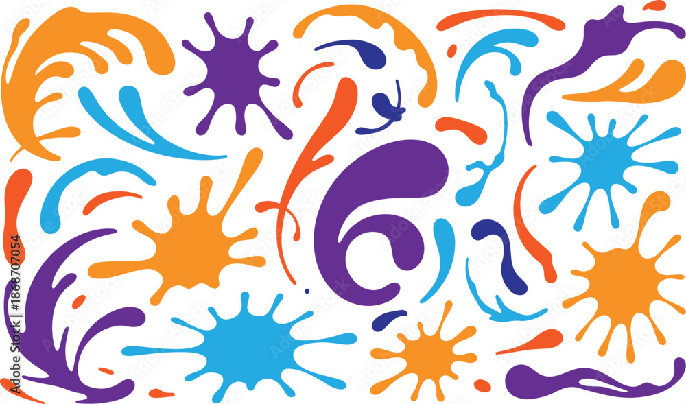Obraz premium colorful paint splatters on white background