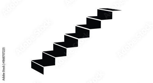 A striking visual representation of a set of ascending stairs depicted in a bold stark silhouette