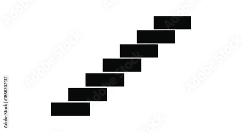A minimalist depiction of ascending rectangular blocks forming a staircase presented as a striking silhouette