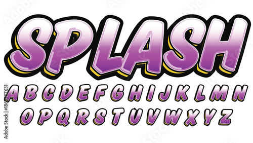 gradient purple 3d cartoon isolated typography