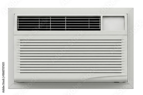 White window air conditioner unit for home cooling system isolated on a transparent background