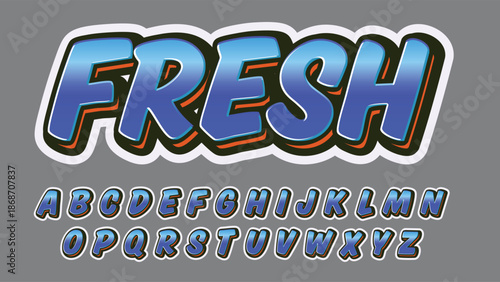 bold blue modern outline style isolated font