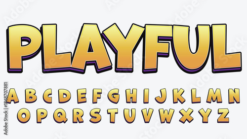 yellow 3d cartoon uppercase isolated letters font