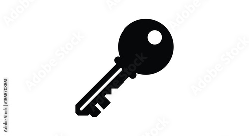 A simple black key design isolated on a white background a striking silhouette