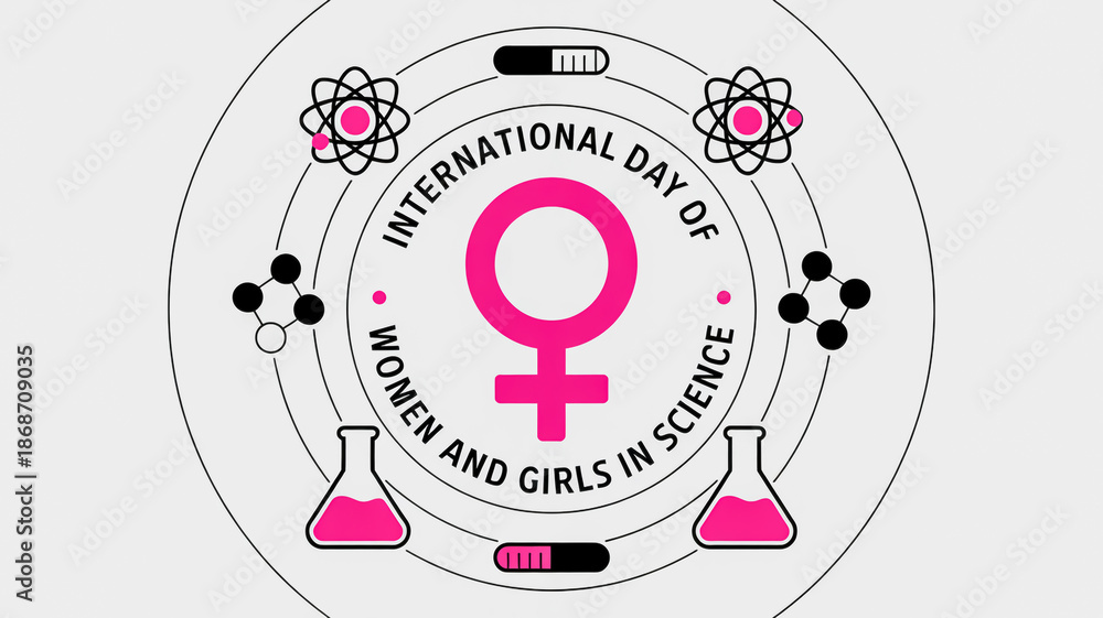 Fototapeta premium Celebrating international day of women and girls in science with symbolic imagery