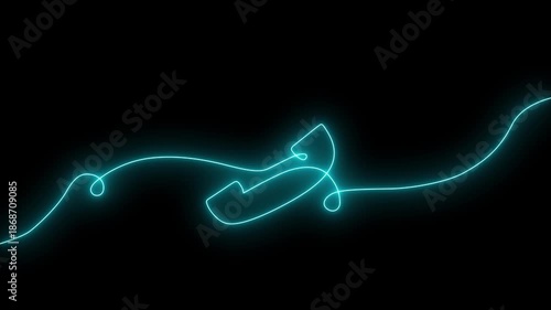 Glowing neon outgoing phone call icon animation and concept of call icon Glowing neon light telephone icon 4k animation on  black background.