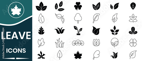 Icon for leaves vector set. Leaf icon environment and nature eco sign. Leaves of trees and plants. Vector illustration.
