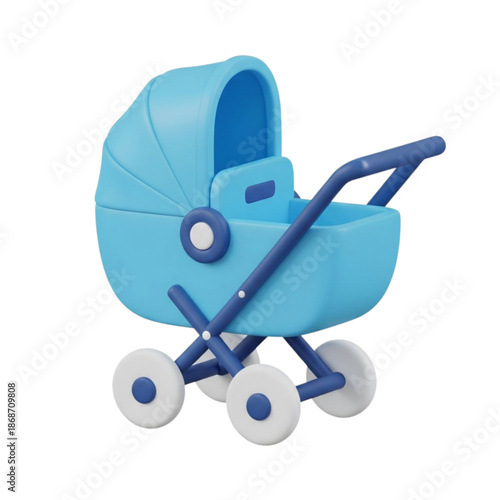 Baby carriage 3d render illustration