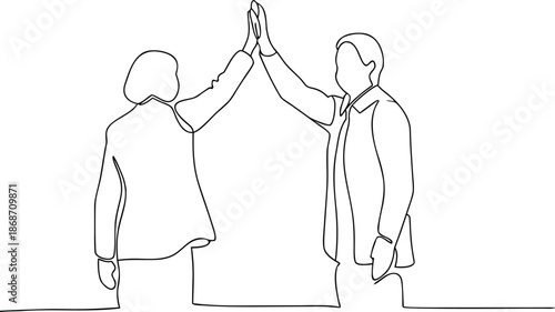 Teamwork Success Line Drawing