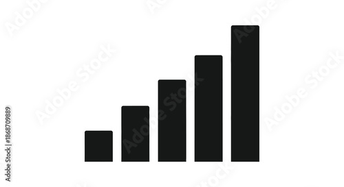 A simple graphic of ascending black bars represents growth and progress a striking silhouette