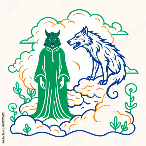 vector illustration of an angel and devil