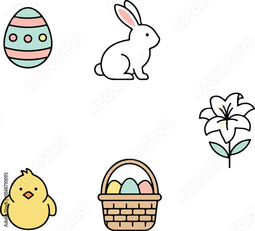Easter Vector on Transparent Background with Bunny and Celebration Concept