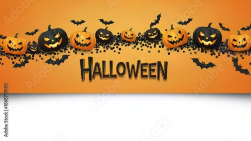 Halloween celebration with jack-o'-lanterns and bats
