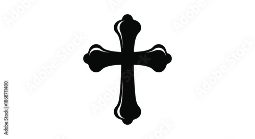 A striking black cross design stands out against a white background a bold religious silhouette
