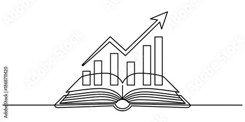 Continuous line drawing illustrating knowledge leading to business growth and success Vector, illustration