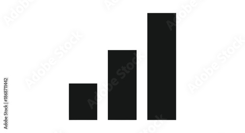 A simple graphic representation of increasing data values displayed as black bar shapes silhouette