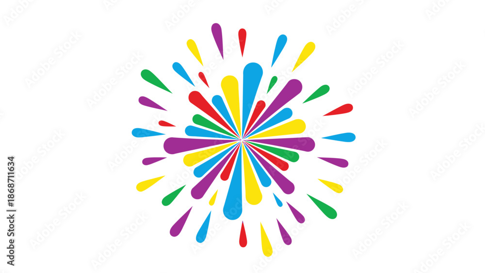 Obraz premium Colorful Firework Explosion Isolated on White Background