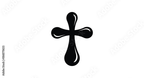 A striking black cross design against a white background showcasing a unique and artistic silhouette