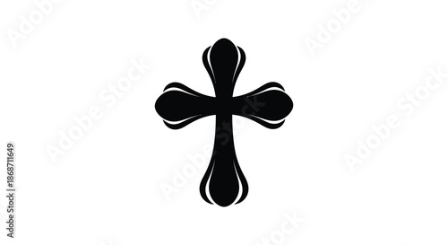 A stark black cross design against a white background a simple yet powerful religious silhouette