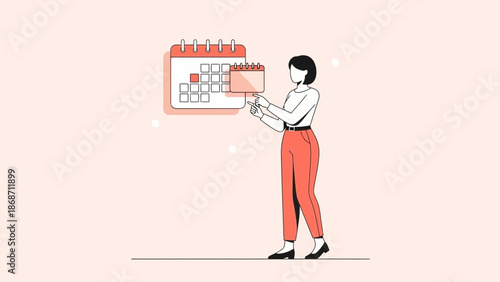 Woman Planning Calendar, Organizing Schedule, Time Management Concept