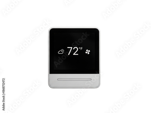 Smart thermostat device isolated on transparent background