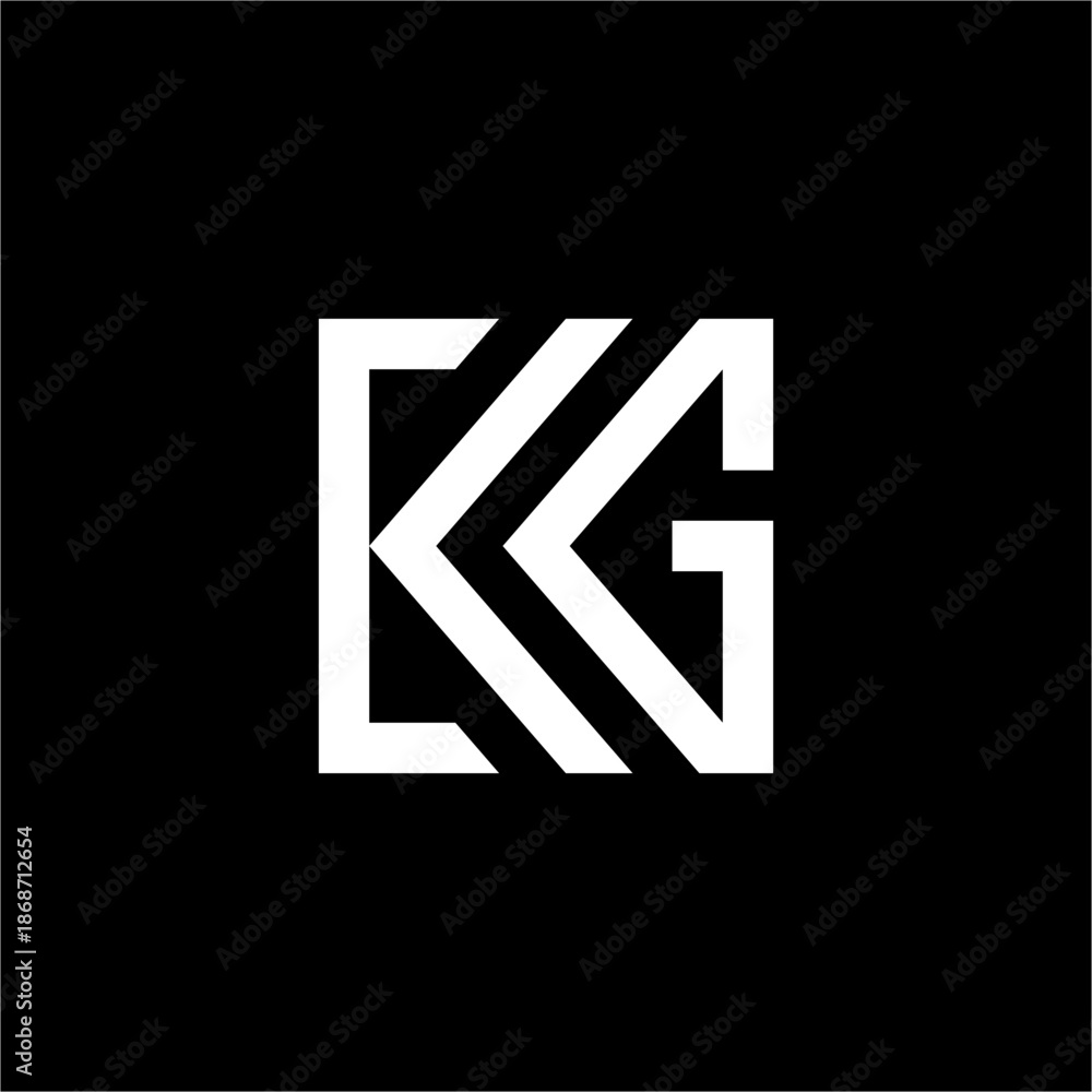 Fototapeta premium The letters KG or GK are framed in a square with multi-line geometry. Conveying structured knowledge, integrated solutions, and high security.