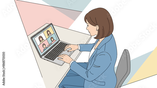 Woman on video conference call working from home, online meeting, business communication