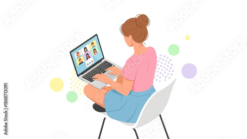 Woman on Video Call, Remote Communication, Online Meeting, Work from Home